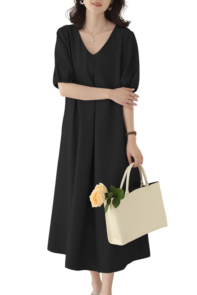 【UNITED ARROWS】タック Vネック ロングワンピース　38サイズ UNITED ARROWS（ユナイテッドアローズ）の「タック Vネック